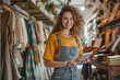 © Patcharaphon - Happy young business owner working on tablet at her clothing store. SME business concept