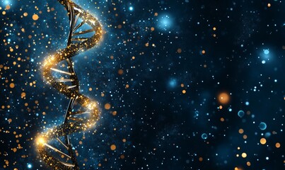 Wall Mural - Illustration of DNA with bokeh lights and genetic medicine