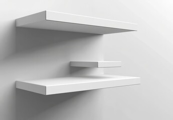 Canvas Print - White shelves symbolizing a blank template for product placement in a store or supermarket.