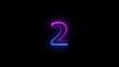 © MD. MAHABUR - Abstract Neon text 2 number countdown timer background. Glowing neon number two.