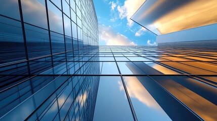 3D illustration of an architectural building featuring perspective lines showcasing modern urban design with an abstract background