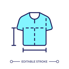 Sticker - T-shirt sizing RGB color icon. Tee design. Tshirt measurement. Agile methodology, workflow strategy. Business organization. Isolated vector illustration. Simple filled line drawing. Editable stroke