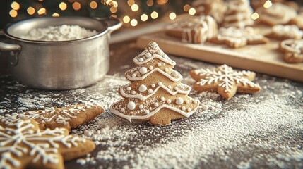 Wall Mural -   A close-up of a cookie plate with frosting and a background pot of cookies