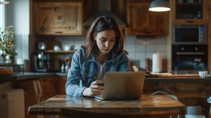 The woman working in kitchen