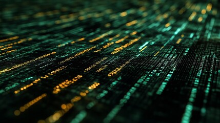 A 3D rendering of a matrix of binary code on a digital background symbolizes the complex network of data connectivity in the modern digital era, conveying the flood of information in the digital age. 