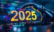 © Maxim Borbut - A new year is here. Stocks, stock, robotics hand tapping on the year 2025 to welcome new technology.