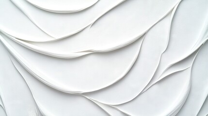 Wall Mural -   A close-up of a white wall with numerous wavy white paint lines on its side and the base portion