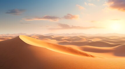 Wall Mural - Sand dune at sunset. 3d render illustration of desert landscape