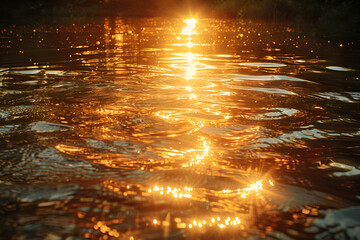Wall Mural - a water with a light reflecting off the surface