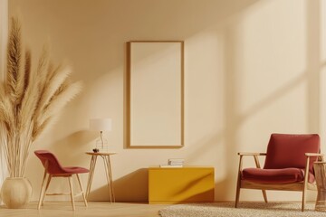 Poster - Seats and shelves with decoration in a stylish meeting interior