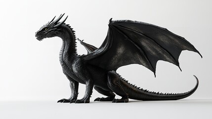 Big black dragon on white background