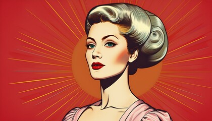 A beautiful woman from 1920 with bob hair retro pop art