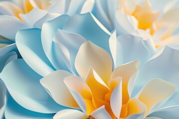 Poster - Close Up of Delicate Blue and Yellow Flower Petals