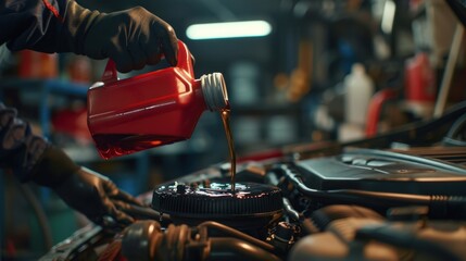 The Mechanic Pouring Oil