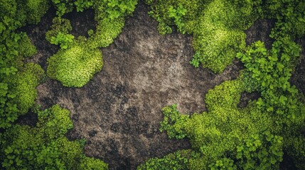 Lush Green Moss Growing on Weathered Surface