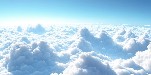 Aufkleber - Clouds and blue sky viewed from a plane in a 3D cartoon rendering