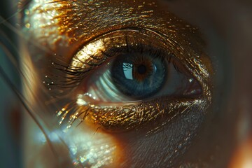 Wall Mural - A close-up of an eye with golden accents