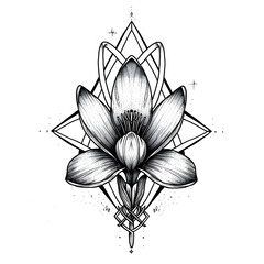 Crocus flower very simple traditional tattoo flash styles illustration