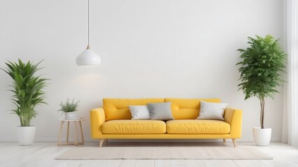 Wall Mural - Yellow Sofa in a Modern Minimalist Living Room