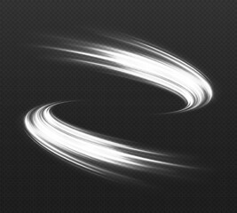Wall Mural - magic shining trails swirling on transparent background. glowing space banner. sparkling wave lines 