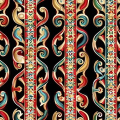 Wall Mural - Textile repeat pattern of tribal seamless pattern silk texture