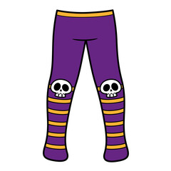 Wall Mural - Purple tights for girls with skulls and orange narrow stripes line art