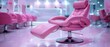© tasnia - A portrait of a gorgeous inside saloon with a pink chair and indoor lighting with plenty of space to add text or backdrop use, Generative AI.