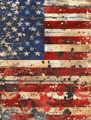 Wall Mural - A faded American flag with stars and stripes