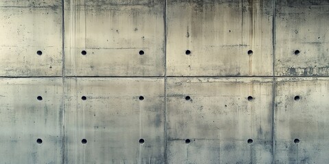 Poster - Close-up of a concrete wall with recessed panels, reflecting modern architectural style and clean aesthetics. 