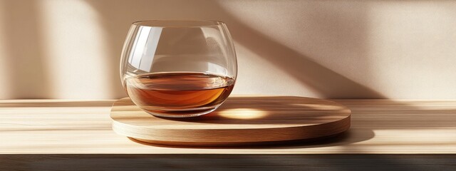Poster - 3D illustration showcasing glass and wood product presentation
