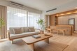 © Sangkarn - Minimalist, japandi interior design of modern living room.