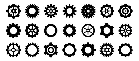 Wall Mural - gear set. black gear set. gear setting vector icon. gear wheel isolated on white background