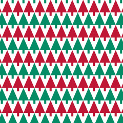 Wall Mural - Christmas seamless pattern.Green and red pine holly tree repeat pattern isolated on white background.Geometric shape vector illustration background wallpaper.