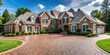 © lapeepon - Spacious brick house with a grand circular driveway, brick, home, residence, circular, driveway, large
