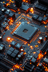 Aufkleber - A server motherboard with visible circuitry, isolated on a pastel green background, symbolizing the processing power behind data management,