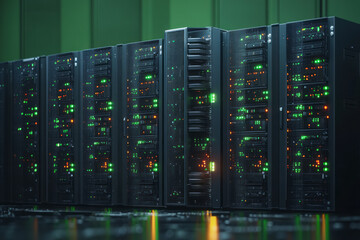 Aufkleber - A set of server processors, isolated on a pastel green background, capturing the computational power of server hardware,