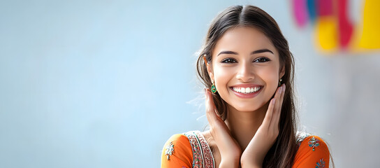 Wall Mural - young indian woman showing smile