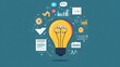 © pkproject - Light Bulb Surrounded by Data and Graphs,Driving Insightful Growth in Flat Design