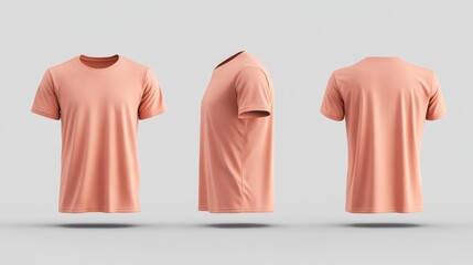 Wall Mural - Minimalist pink T-shirt front side and back view Generative AI