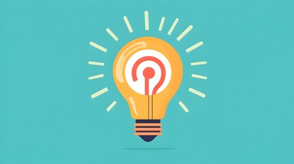 Light Bulb with Target Symbolizing Focused Ideas Driving Business Growth in Flat Design