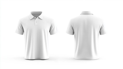 Poster - White Polo Shirt Front and Back Views Generative AI