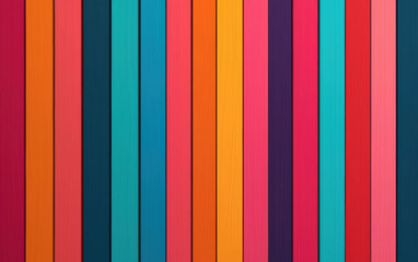 Wall Mural - Colorful vertical stripes pattern with vibrant shades of blue, red, orange, and more, creating a visually engaging, abstract background.