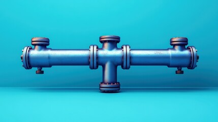 Industrial Pipe on a Blue Background