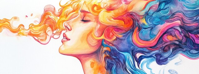 Poster - Watercolor illustration featuring vibrant color blending