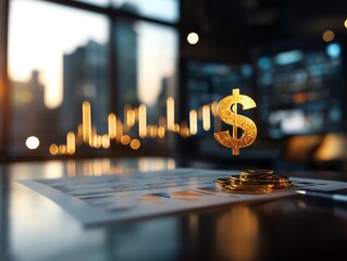 Closeup of a policy maker s desk with economic data and charts, surrounded by global currency symbols, concept of fiscal strategy