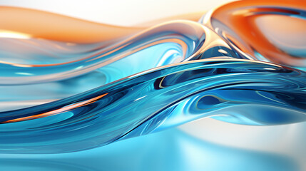 Wall Mural - c4d renders abstract glass textured blue gradients with dynamic lines and curvec