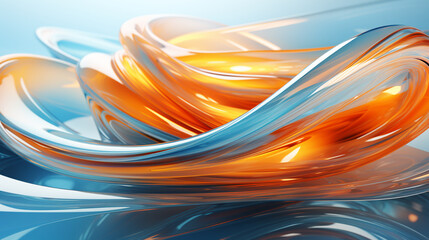 Wall Mural - c4d renders abstract glass textured blue gradients with dynamic lines and curvec