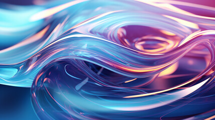 Wall Mural - c4d renders abstract glass textured blue gradients with dynamic lines and curvec