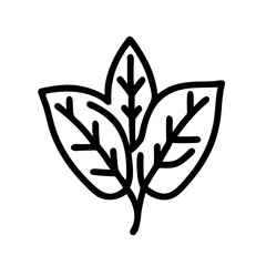 Green leaf icon. Ecology symbol. Linear style.