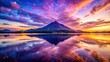 © lapeepon - Majestic view of Purple Mountain at sunset with vibrant colors reflecting on calm water below, mountain, purple, landscape